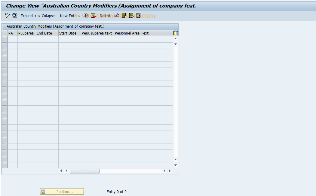 SAP TCode S_AHR_61008510 - IMG-Aktivität: OHAQSUP00203