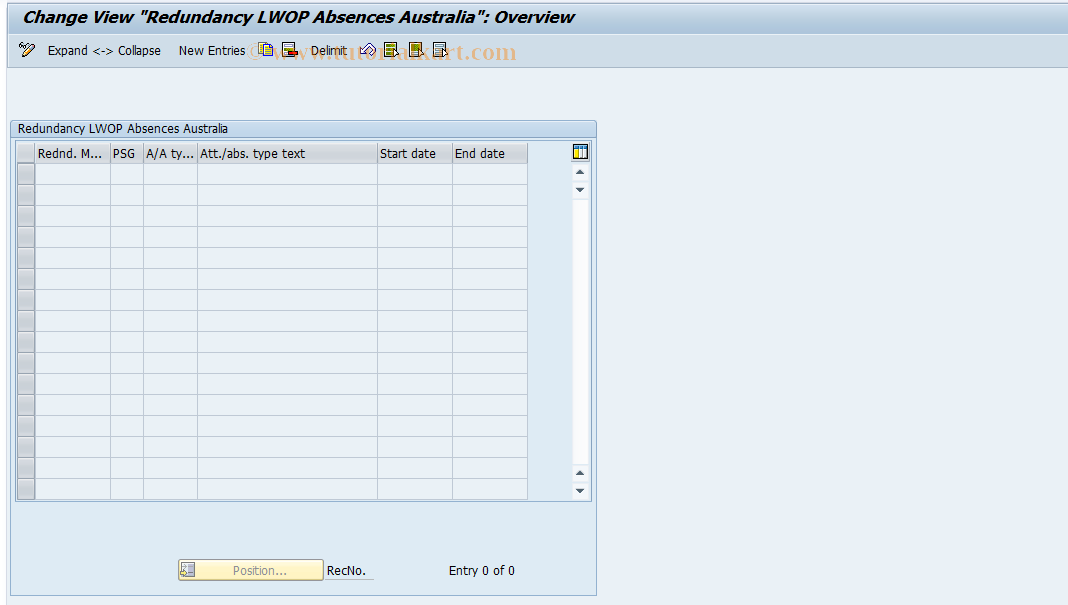 SAP TCode S_AHR_61008558 - IMG-Aktivität: OHAQTRM00007