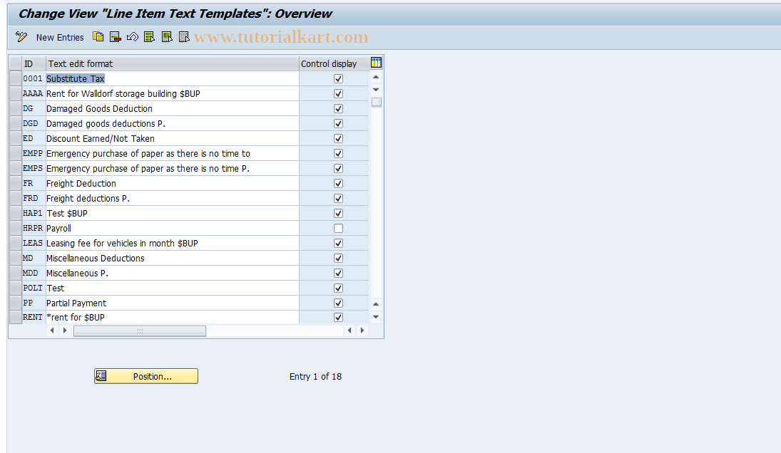 SAP TCode S_AHR_61008590 - IMG-Aktivität: OHAKRI070