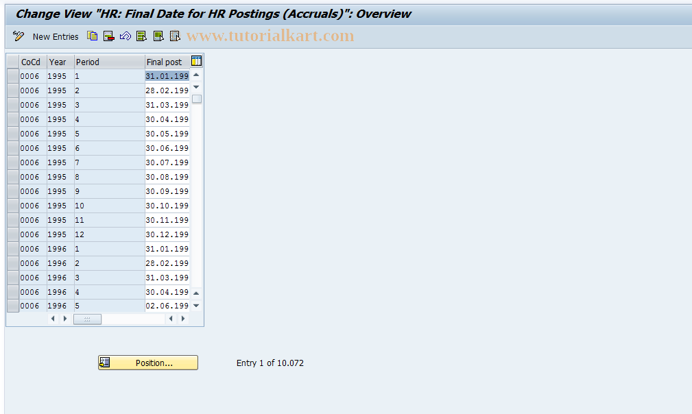 SAP TCode S_AHR_61008626 - IMG-Aktivität: OHAK1203