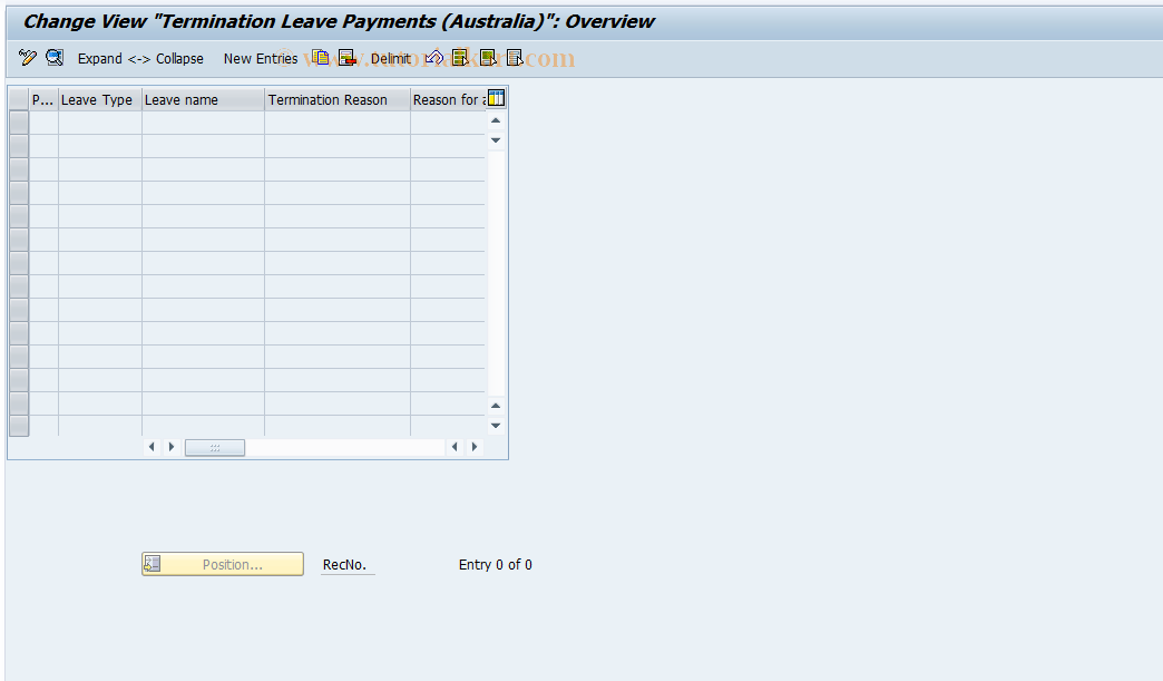 SAP TCode S_AHR_61008637 - IMG-Aktivität: OHAQTRM00003