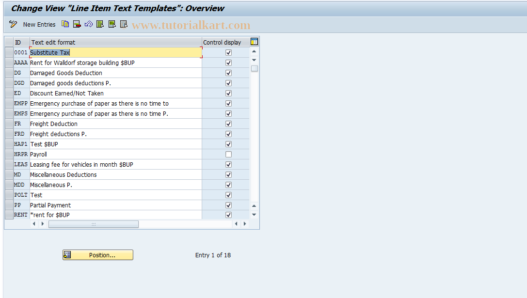 SAP TCode S_AHR_61008694 - IMG-Aktivität: OHAQRI070