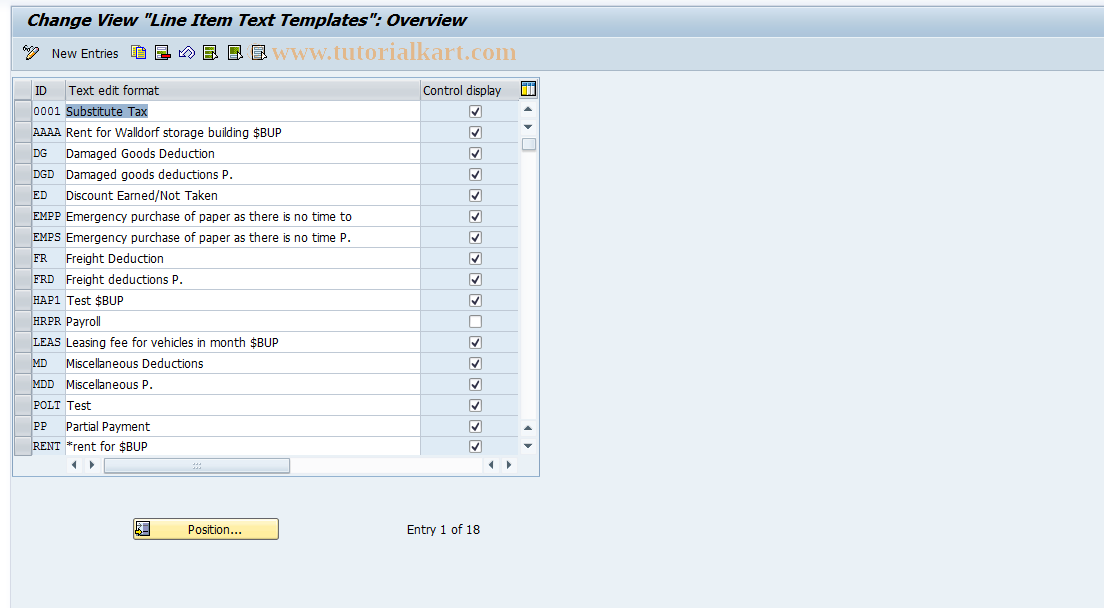 SAP TCode S_AHR_61008704 - IMG-Aktivität: OHAGRI070