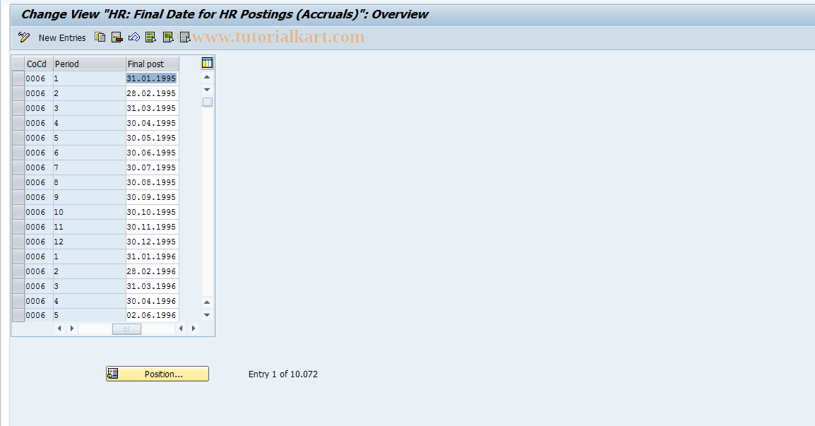 SAP TCode S_AHR_61008892 - IMG-Aktivität: OHAQEOM203