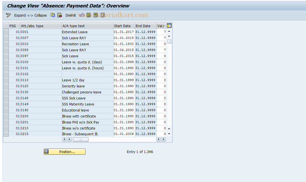 SAP TCode S_AHR_61008995 - IMG-Aktivität: OHAKAB002