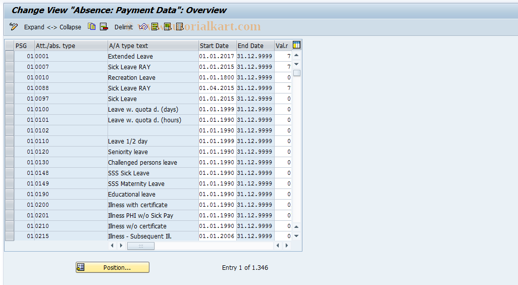 SAP TCode S_AHR_61009038 - IMG-Aktivität: OHAGAB002