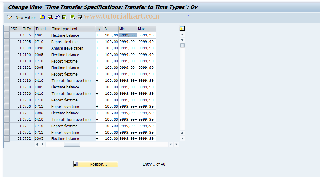 SAP TCode S_AHR_61009533 - IMG Activity: OHTY039