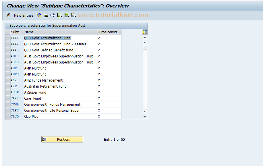 SAP TCode S_AHR_61010053 - IMG-Aktivität: OHAQSUP00103