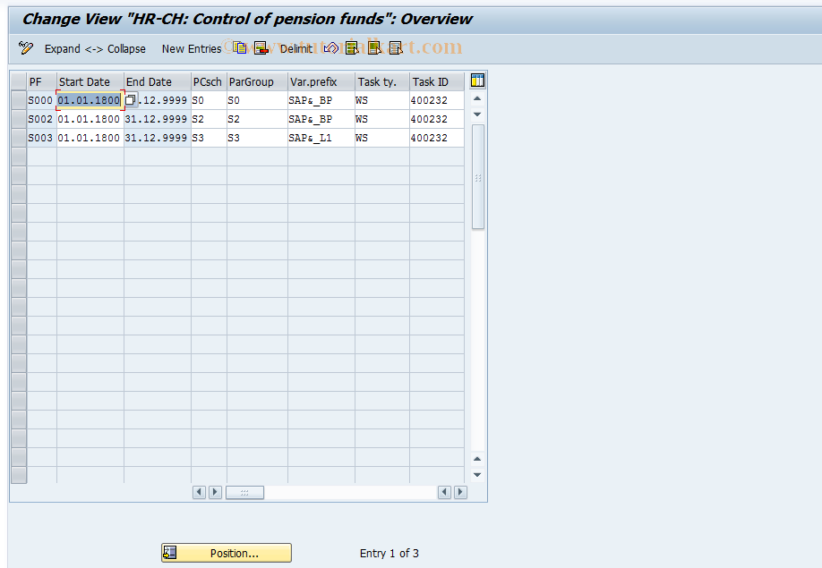 SAP TCode S_AHR_61010101 - IMG Activity: OHPKKA000