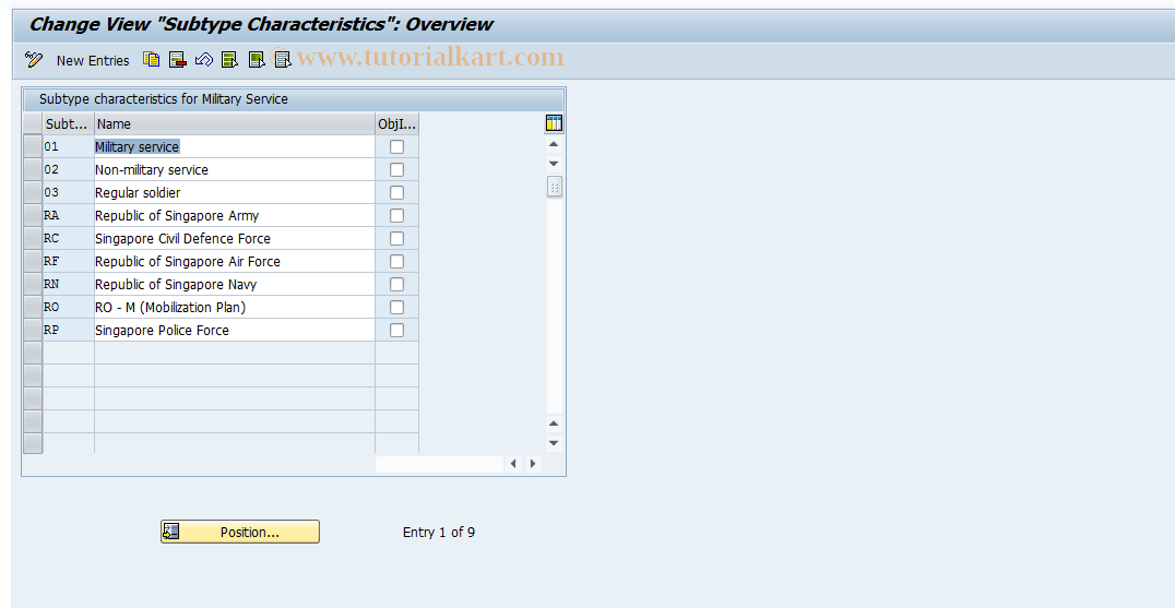 SAP TCode S_AHR_61010300 - IMG Activity: OHID2011