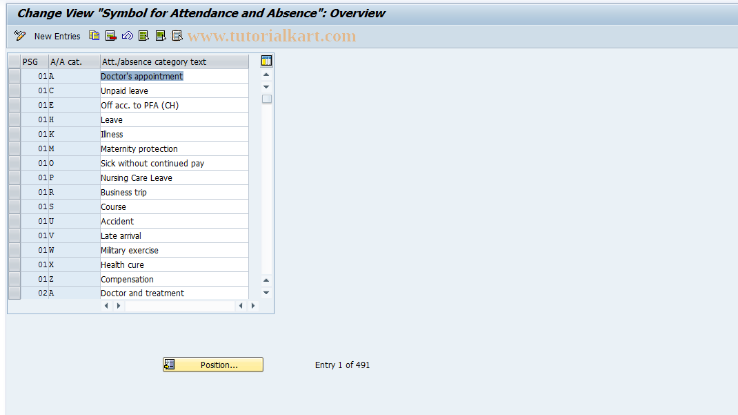 SAP TCode S_AHR_61010316 - IMG Activity: OHTG2000