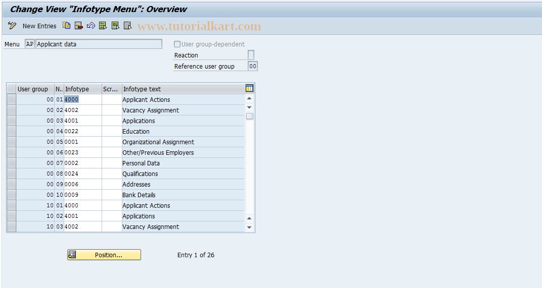 SAP TCode S_AHR_61010330 - IMG Activity: OHBX1041