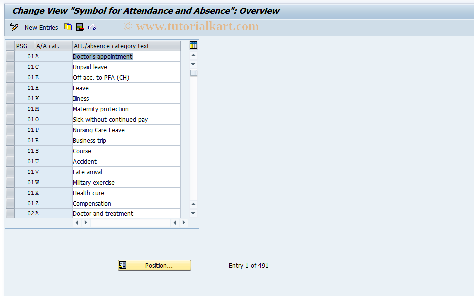 SAP TCode S_AHR_61010400 - IMG Activity: OHIX0228