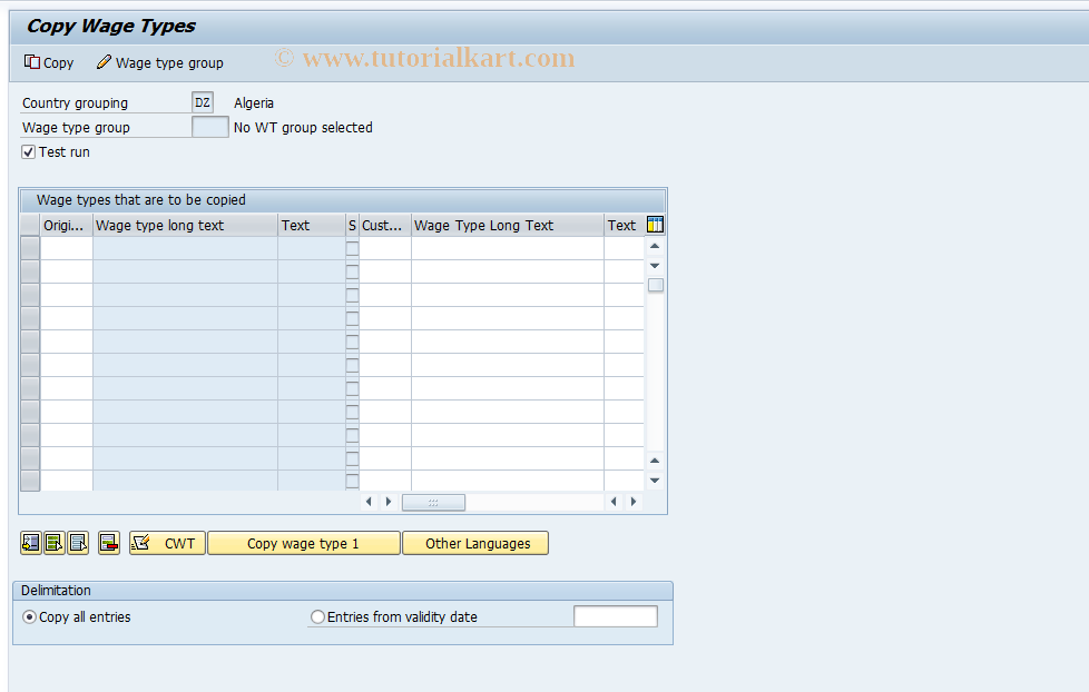 SAP TCode S_AHR_61010506 - IMG Activity: OHAXBEN001