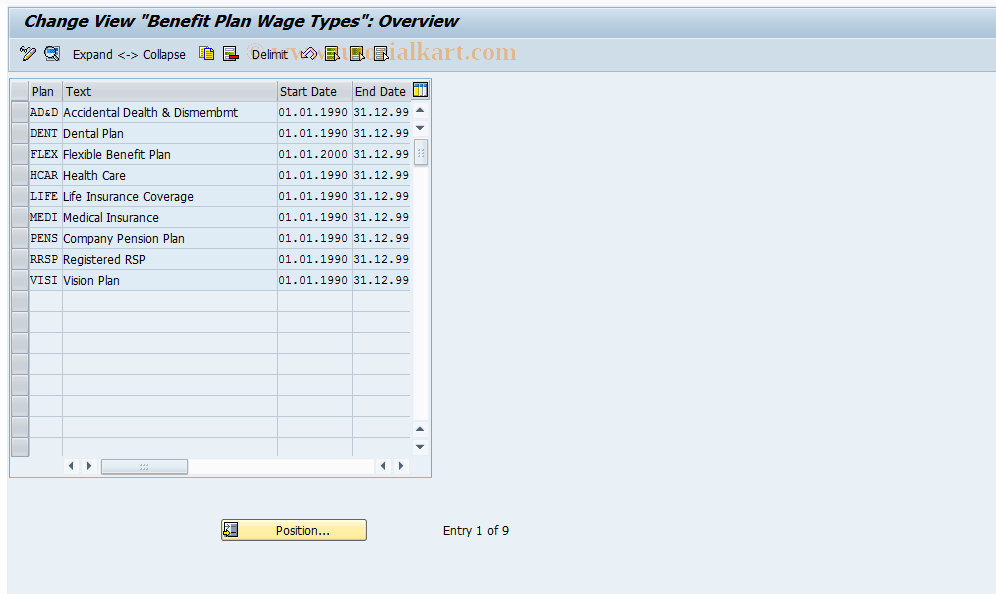 SAP TCode S_AHR_61010514 - IMG Activity: OHAXBEN003