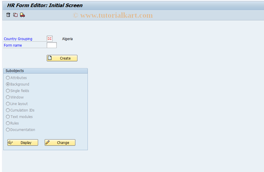 SAP TCode S_AHR_61010517 - IMG Activity: OHAXFOPJ203