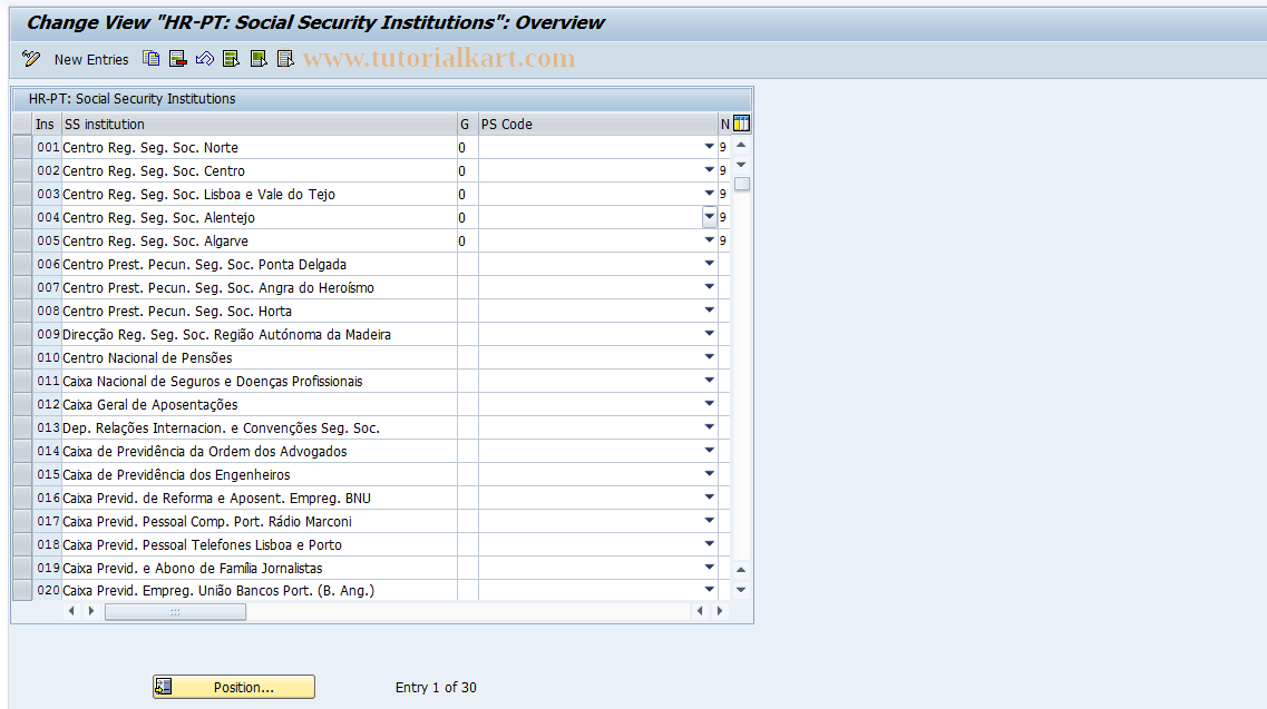 SAP TCode S_AHR_61010645 - IMG Activity: OHIPT_SS100