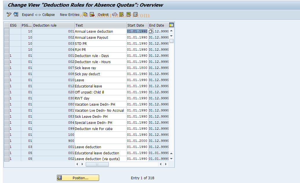 SAP TCode S_AHR_61010749 - IMG Activity: OHTX0217