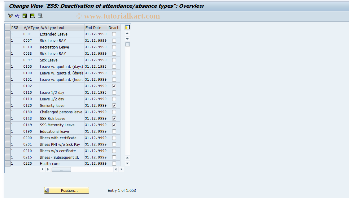 SAP TCode S_AHR_61010769 - IMG Activity: OHT3300PTRC01