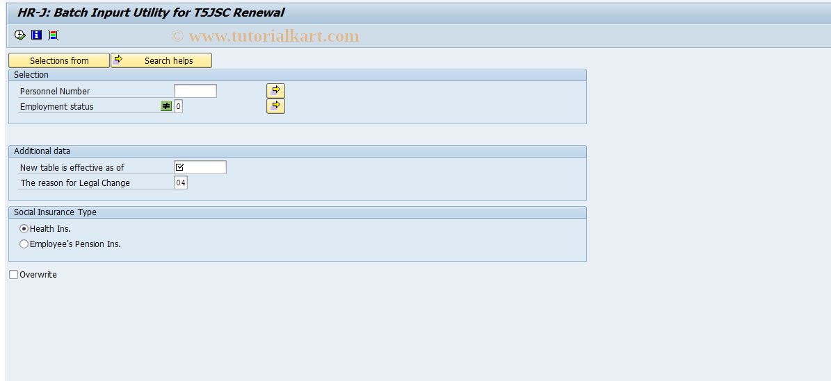 SAP TCode S_AHR_61010789 - IMG Activity: OHIJ0121