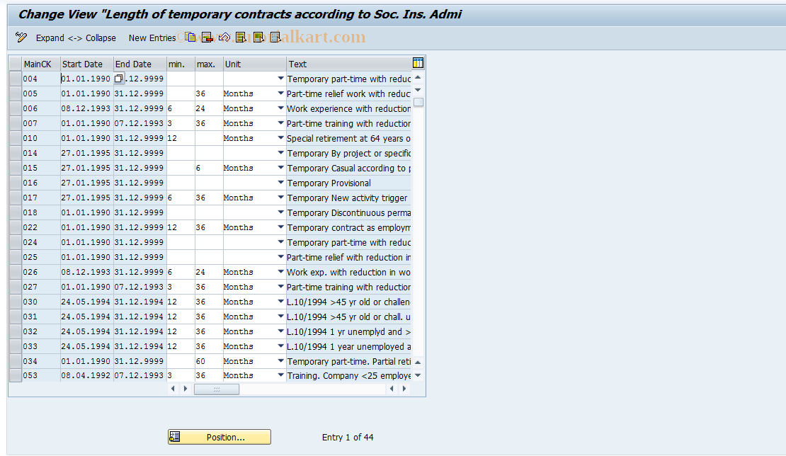 SAP TCode S_AHR_61011088 - IMG Activity: OHIEGC11B