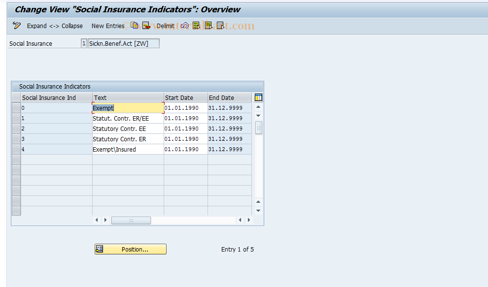 SAP TCode S_AHR_61011103 - IMG Activity: OHINSV01