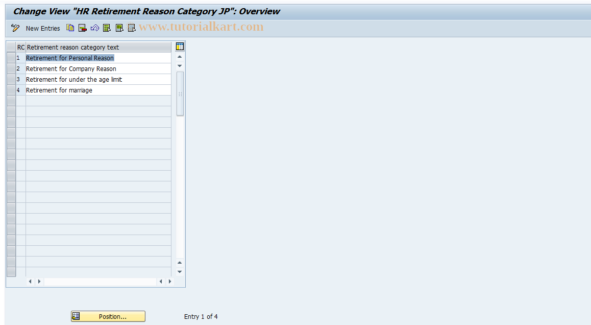 SAP TCode S_AHR_61011155 - IMG Activity: OHIJ0102