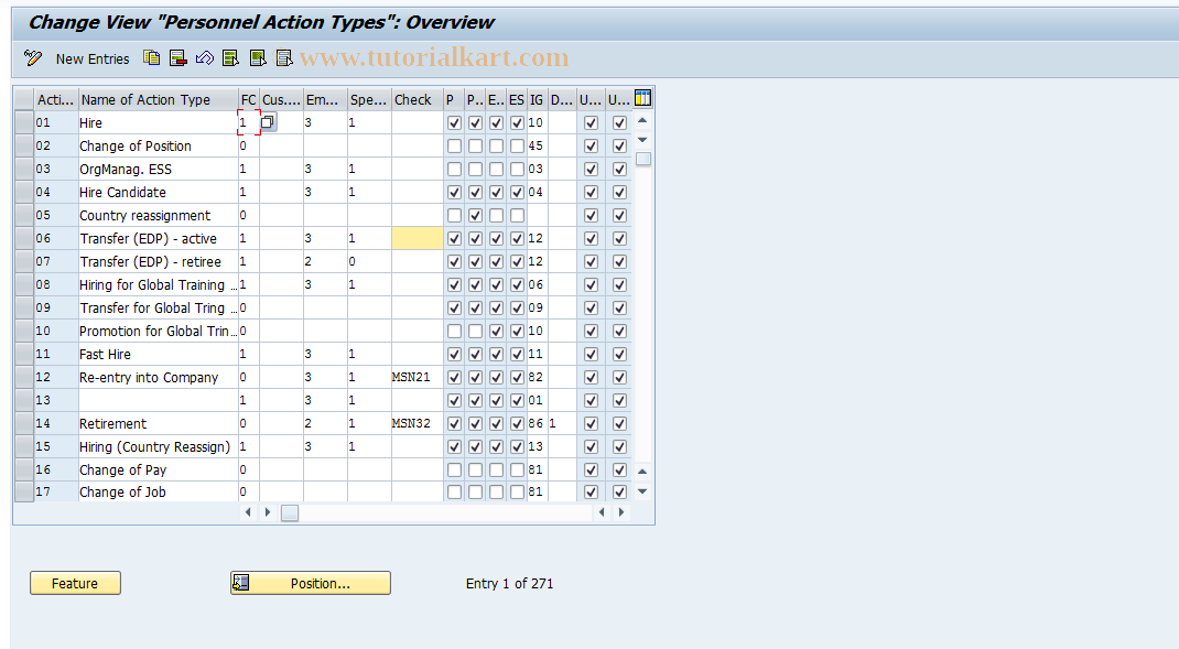 SAP TCode S_AHR_61011193 - IMG Activity: OHIURSX05