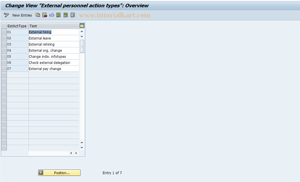 SAP TCode S_AHR_61011196 - IMG Activity: HRRSM_EXT_ACT_MAINT