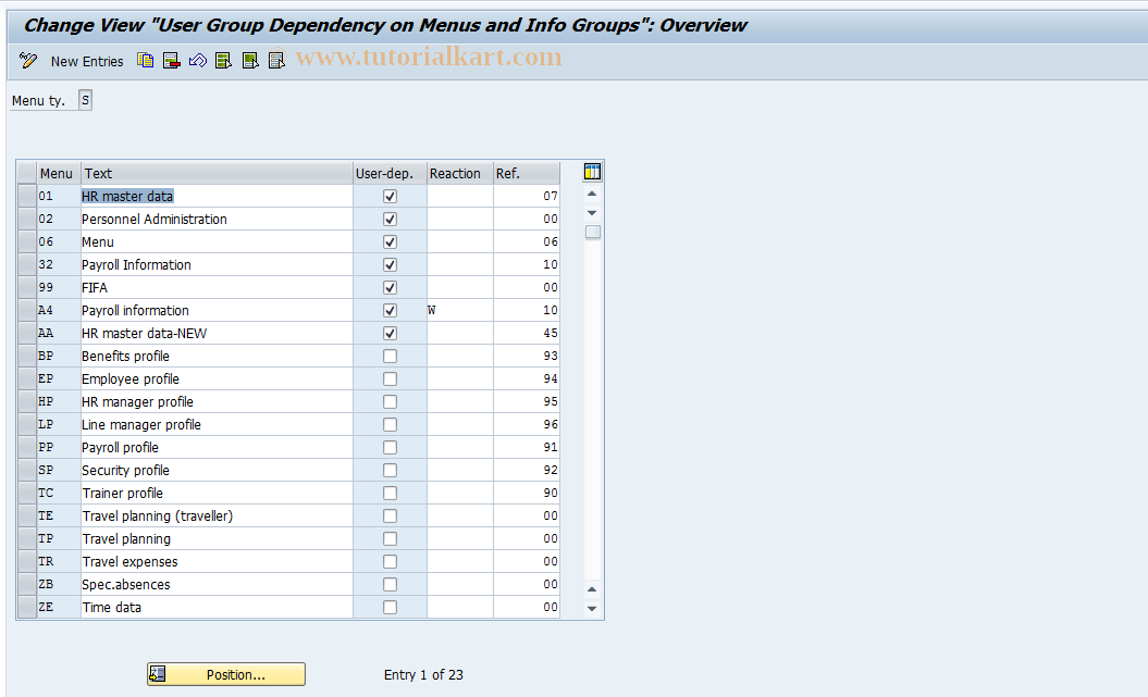 SAP TCode S_AHR_61011207 - IMG Activity: OHIX0627