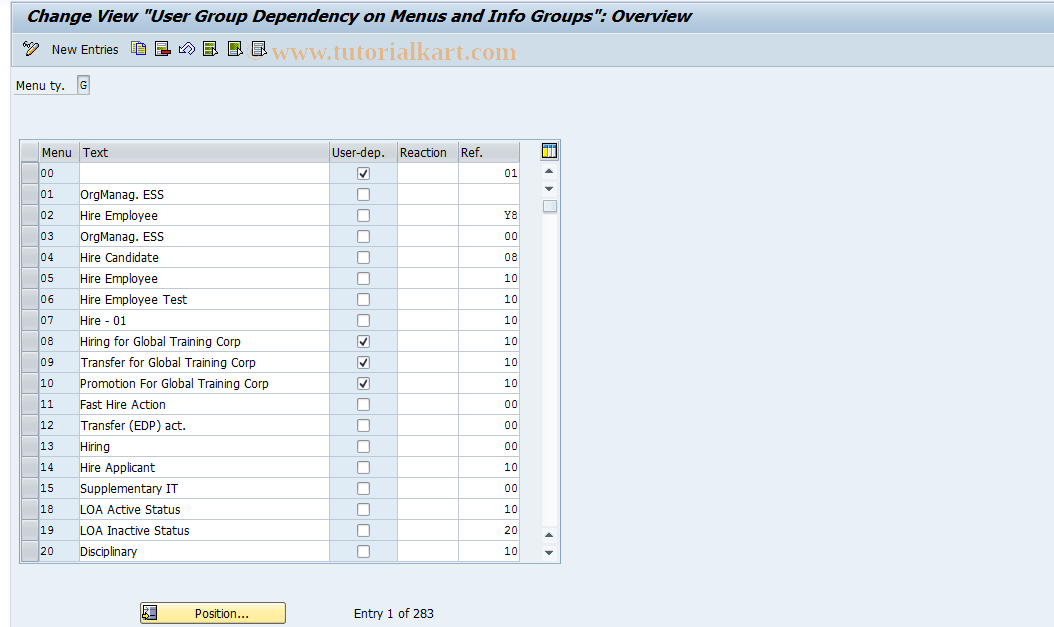 SAP TCode S_AHR_61011209 - IMG Activity: OHIX0631