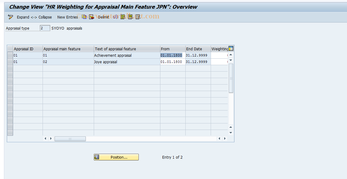 SAP TCode S_AHR_61011259 - IMG Activity: OHIJ0033