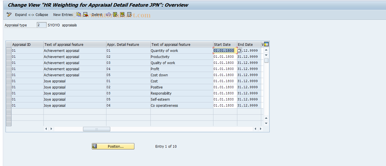 SAP TCode S_AHR_61011261 - IMG Activity: OHIJ0023