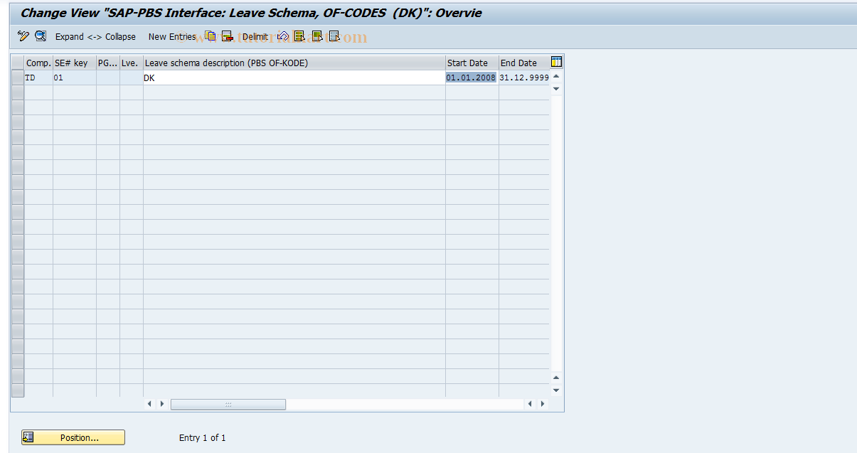 SAP TCode S_AHR_61011281 - IMG Activity: OHIMVACCODES2