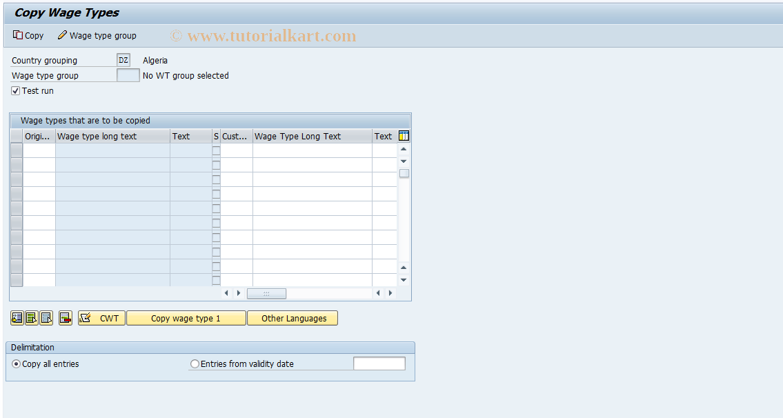 SAP TCode S_AHR_61013401 - IMG Activity: OHABPE014