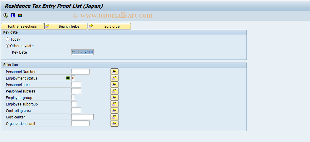 SAP TCode S_AHR_61015478 - Residence Tax Entry Proof List (JP)
