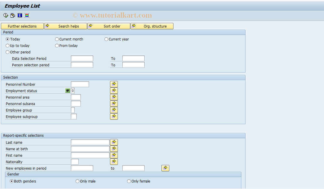 SAP TCode S_AHR_61015486 - Employee List