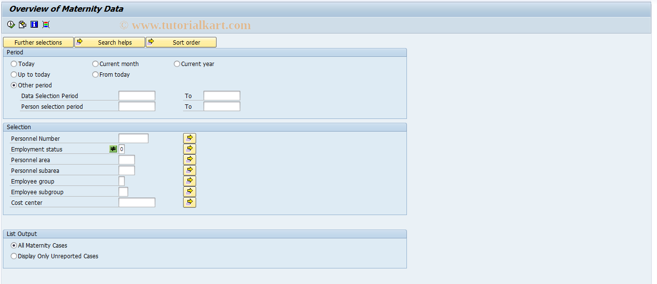 SAP TCode S_AHR_61015487 - Overview of Maternity Data