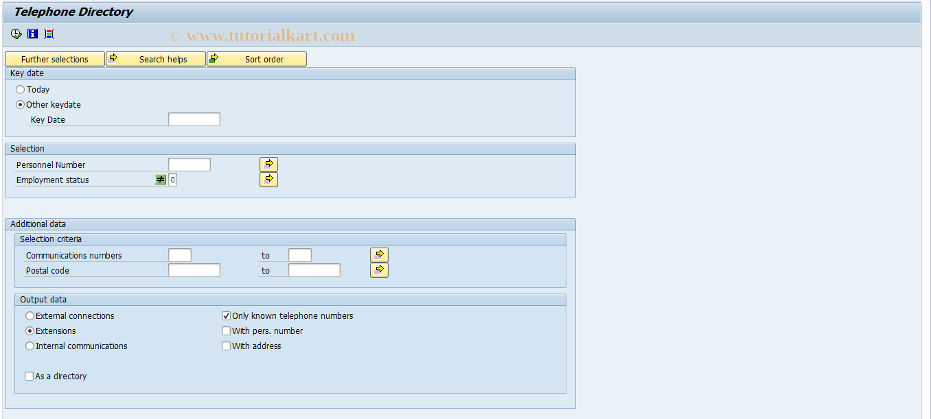 SAP TCode S_AHR_61015489 - Telephone Directory