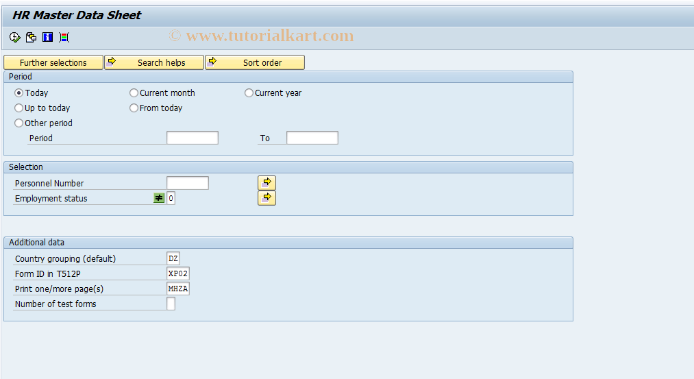 SAP TCode S_AHR_61015495 - HR Master Data Sheet