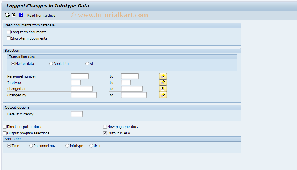 SAP TCode S_AHR_61015505 - Logged Changes in Infotype Data