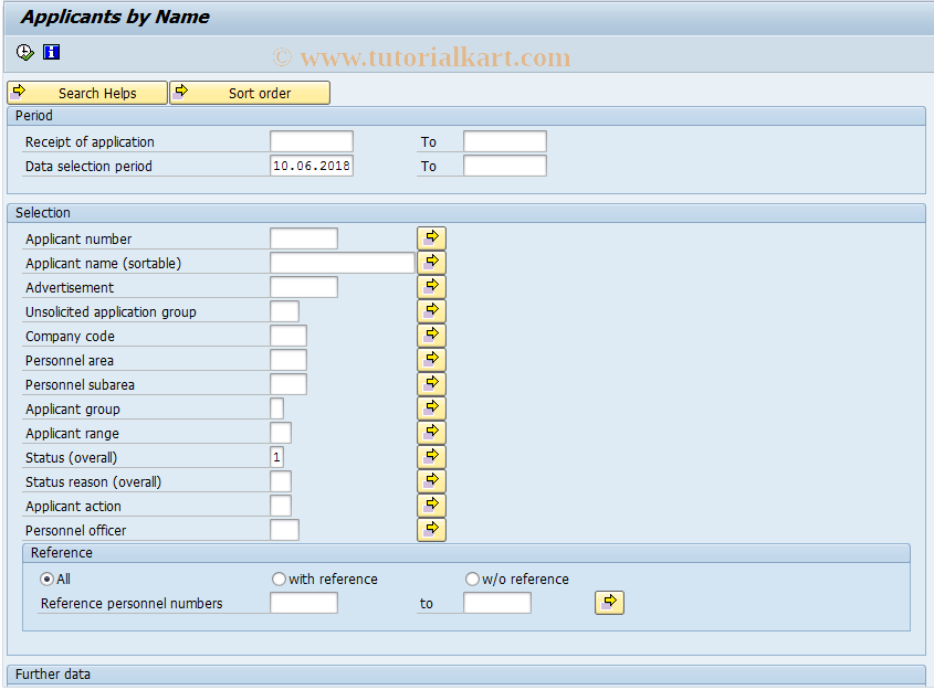 SAP TCode S_AHR_61015509 - Applicants by Name