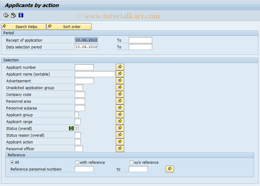 SAP TCode S_AHR_61015510 - Applicants by action