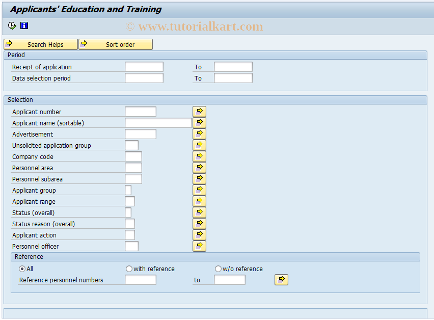 SAP TCode S_AHR_61015511 - Applicants' Education and Training