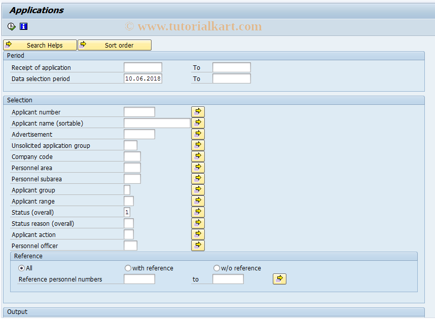 SAP TCode S_AHR_61015512 - Applications