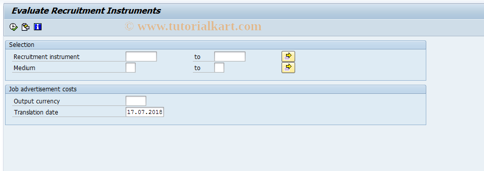 SAP TCode S_AHR_61015518 - Evaluate Recruitment Instruments
