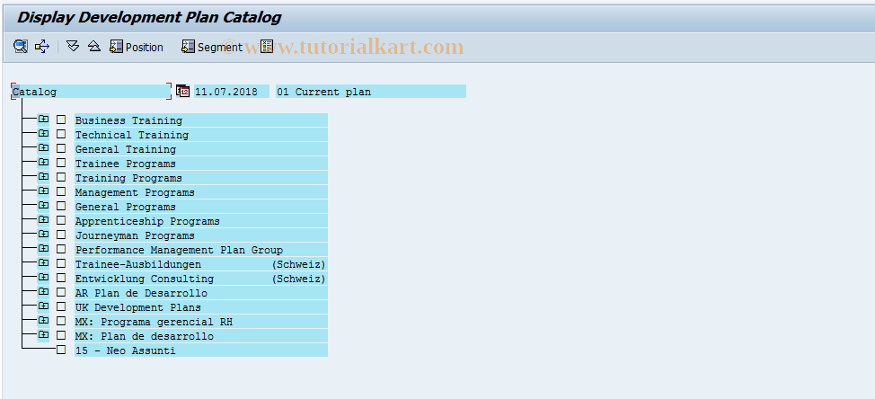 SAP TCode S_AHR_61015521 - Display Development Plan Catalog