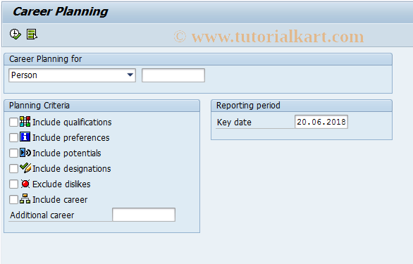 SAP TCode S_AHR_61015525 - Career planning