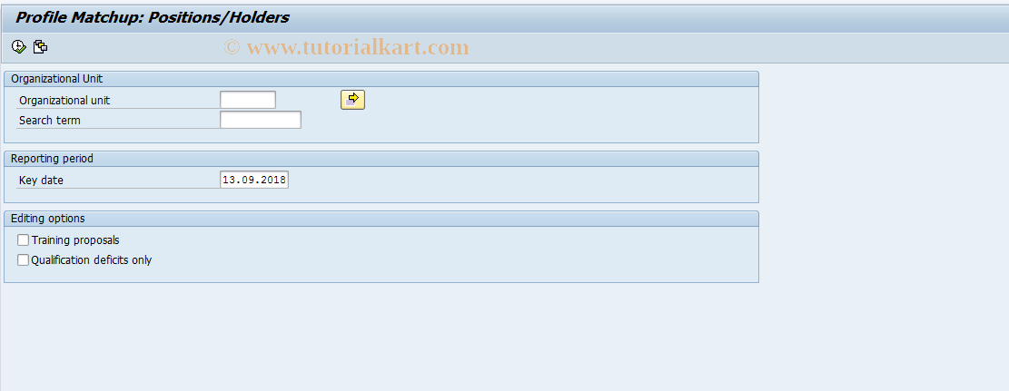 SAP TCode S_AHR_61015532 - Profile Matchup: Positions/Holders