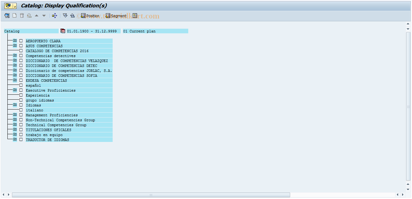 SAP TCode S_AHR_61015535 - Display Qualifications Catalog